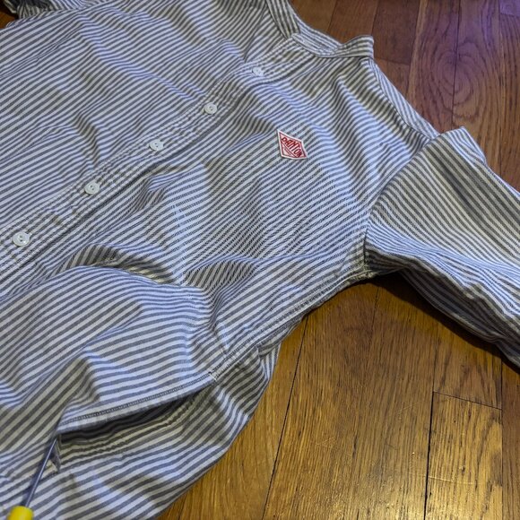 Danton Vetements De Travail Band Collar Shirt Striped - Picture 3 of 6